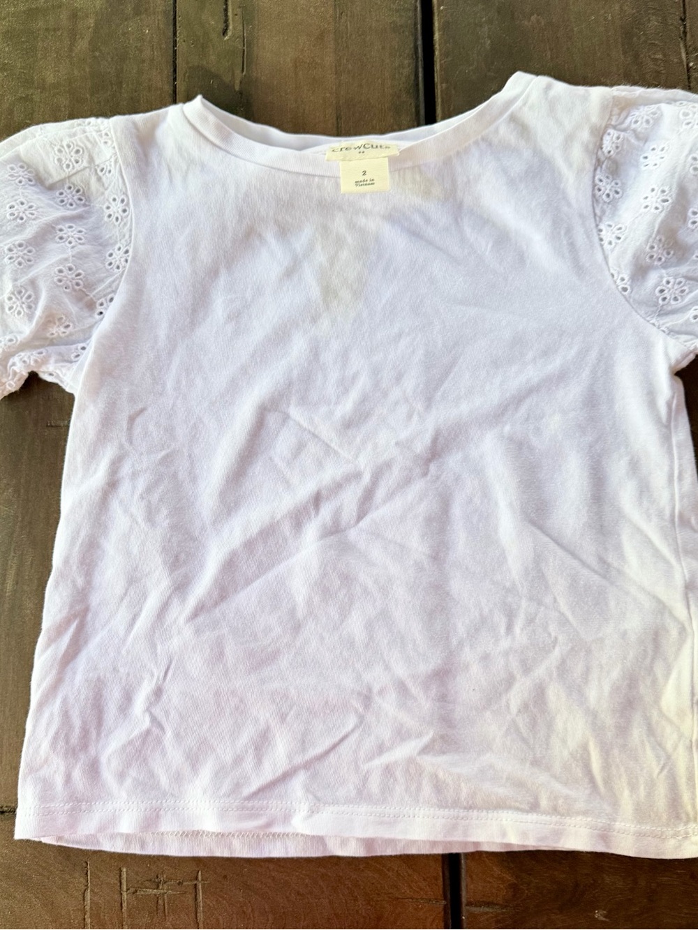 Crewcuts White Tee with Eyelet Short Sleeves